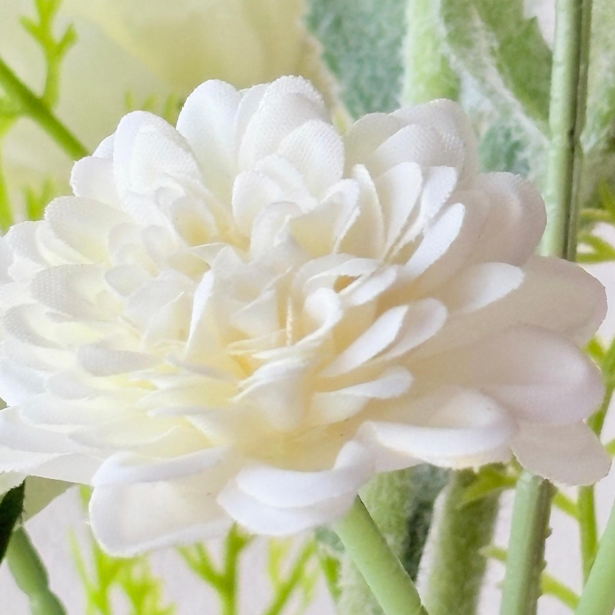 仏花 白 お供え花 アーティフィシャルフラワー 一輪挿し モダン仏壇 水替え不要 白花ポピーとミニダリア ラインポット | 5枚目