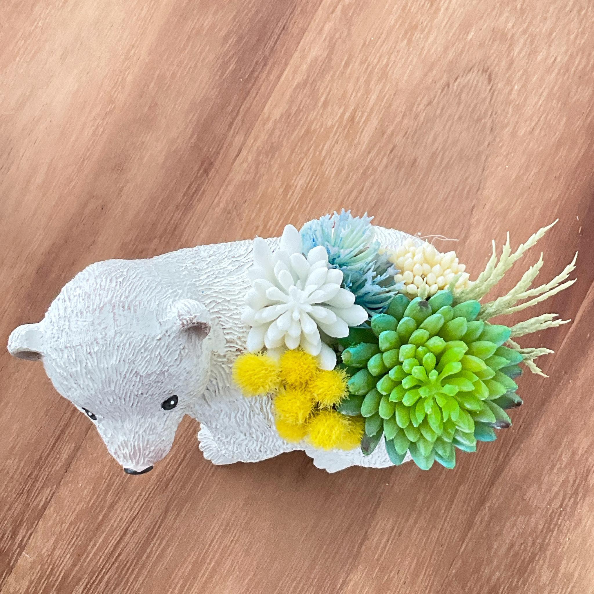 動物モチーフ 多肉植物(フェイク)の寄せ植え しろくまさん | 7枚目